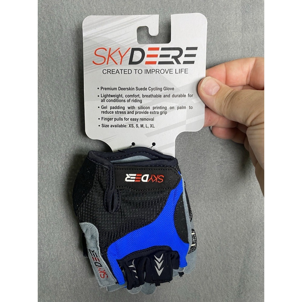 Bike Cycling Gloves Premium Deerskin Silicone Padded Size Adult XS Blue/ Gray
